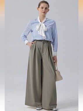 Tronjori High Waisted Wide-Leg Palazzo Trousers